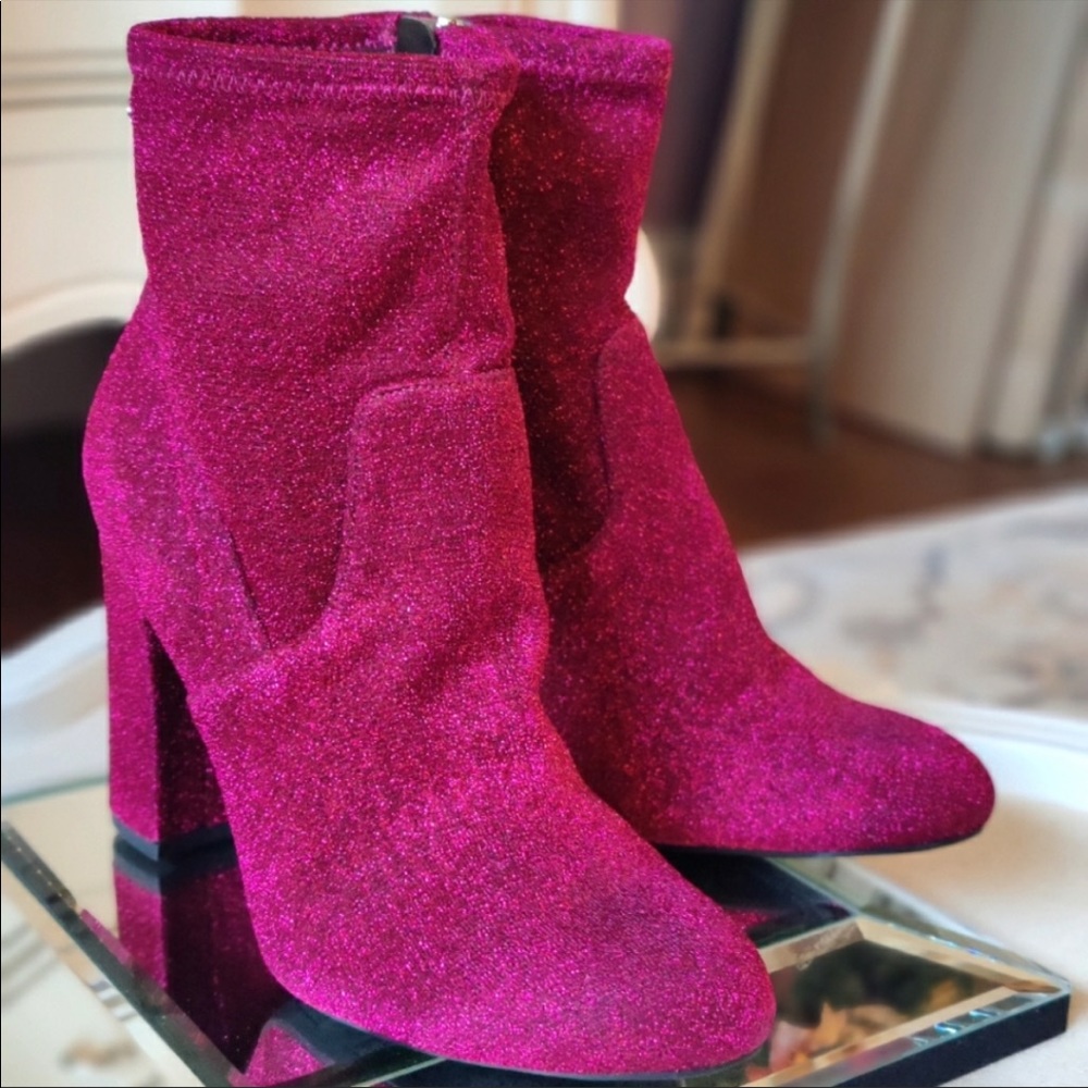 Hot Pink Glitter Booties